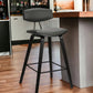 29" Gray And Black Iron Low Back Bar Height Bar Chair