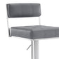 25" Gray And Silver Faux Leather And Iron Swivel Low Back Adjustable Height Bar Chair