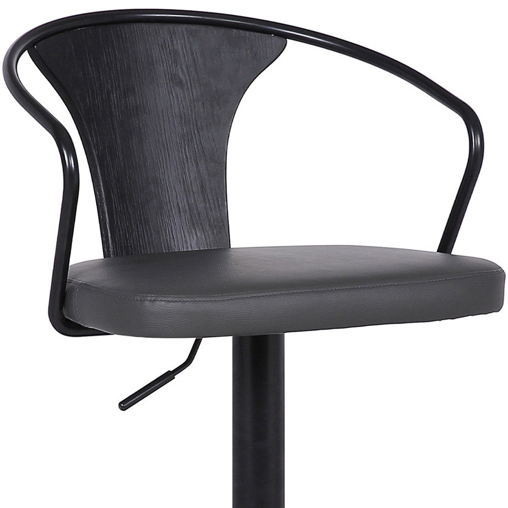 24" Gray And Black Iron Swivel Low Back Adjustable Height Bar Chair