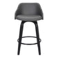 26" Gray And Black Iron Swivel Low Back Counter Height Bar Chair