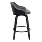 26" Gray And Black Iron Swivel Low Back Counter Height Bar Chair