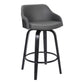 26" Gray And Black Iron Swivel Low Back Counter Height Bar Chair