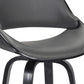 26" Gray And Black Faux Leather And Iron Swivel Low Back Counter Height Bar Chair