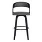 30" Gray And Black Iron Swivel Low Back Bar Height Bar Chair