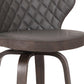 30" Brown Faux Leather And Iron Swivel Low Back Bar Height Bar Chair