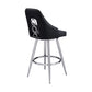 26" Black And Silver Faux Leather And Iron Swivel Counter Height Bar Chair