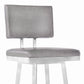 30" Gray And Silver Iron Swivel Bar Height Bar Chair