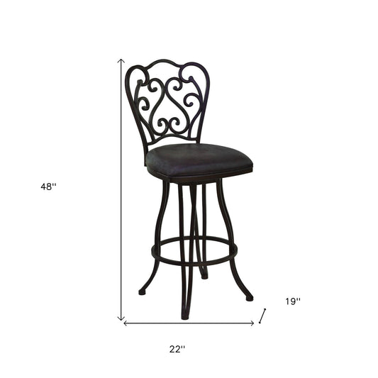 30" Espresso Iron Swivel Bar Height Bar Chair