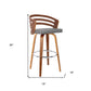 30" Gray And Brown Iron Swivel Low Back Bar Height Bar Chair