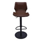 21" Coffee And Black Faux Leather And Iron Swivel Low Back Adjustable Height Bar Chair