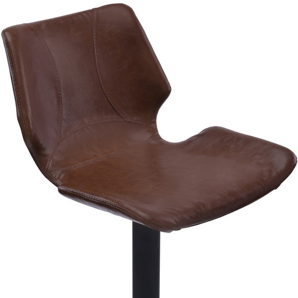 21 Coffee And Black Faux Leather And Iron Swivel Low Back Adjustable Height Bar Chair