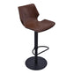 21" Coffee And Black Faux Leather And Iron Swivel Low Back Adjustable Height Bar Chair