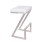 26" White And Silver Iron Backless Counter Height Bar Chair