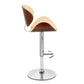 25" Cream And Silver Faux Leather And Solid Wood Swivel Low Back Adjustable Height Bar Chair