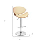 25" Cream And Silver Faux Leather And Solid Wood Swivel Low Back Adjustable Height Bar Chair