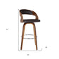 30" Brown Solid Wood Swivel Low Back Bar Height Bar Chair