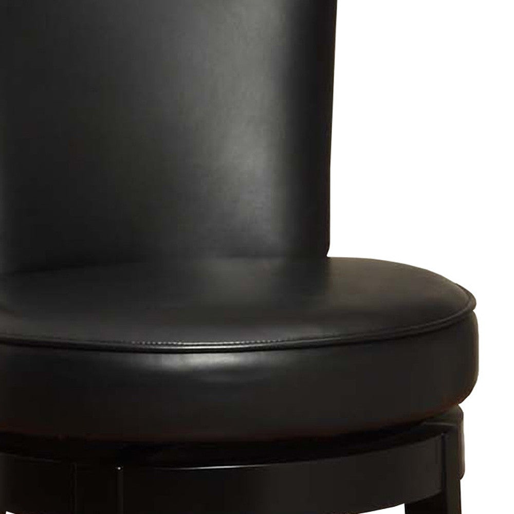 30" Black Solid Wood Swivel Bar Height Bar Chair