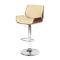 24" Cream And Silver Iron Swivel Low Back Adjustable Height Bar Chair