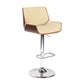 24" Cream And Silver Iron Swivel Low Back Adjustable Height Bar Chair