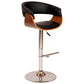 24" Black And Brown Faux Leather And Solid Wood Swivel Low Back Adjustable Height Bar Chair