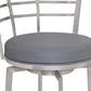 30" Gray And Silver Faux Leather Swivel Low Back Bar Height Bar Chair