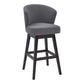 27" Gray And Espresso Solid Wood Swivel Low Back Counter Height Bar Chair