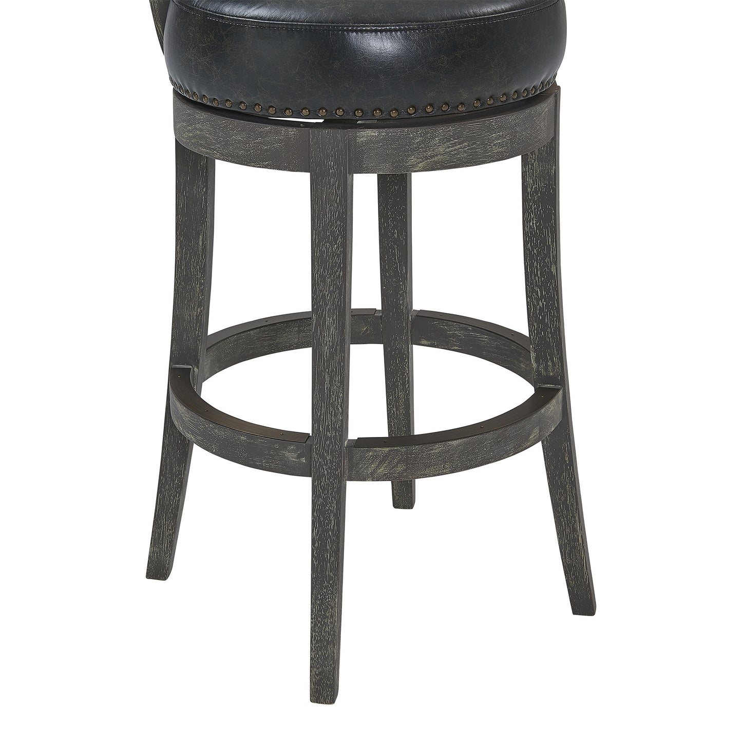 31" Onyx And Gray Solid Wood Swivel Low Back Bar Height Bar Chair