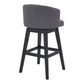 26" Gray And Espresso Solid Wood Swivel Low Back Counter Height Bar Chair