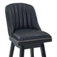 27" Black Solid Wood Swivel Counter Height Bar Chair