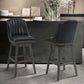 27" Onyx And Gray Faux Leather And Solid Wood Swivel Counter Height Bar Chair