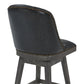 27" Onyx And Gray Faux Leather And Solid Wood Swivel Counter Height Bar Chair