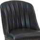 27" Onyx And Gray Faux Leather And Solid Wood Swivel Counter Height Bar Chair