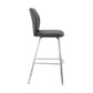 30" Gray And Silver Faux Leather And Iron Bar Height Bar Chair