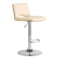 24" Cream And Silver Faux Leather Swivel Low Back Adjustable Height Bar Chair