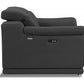 72" Gray And Silver Italian Leather Power Reclining Loveseat