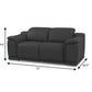 72" Gray And Silver Italian Leather Power Reclining Loveseat