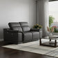 72" Gray And Silver Italian Leather Power Reclining Loveseat