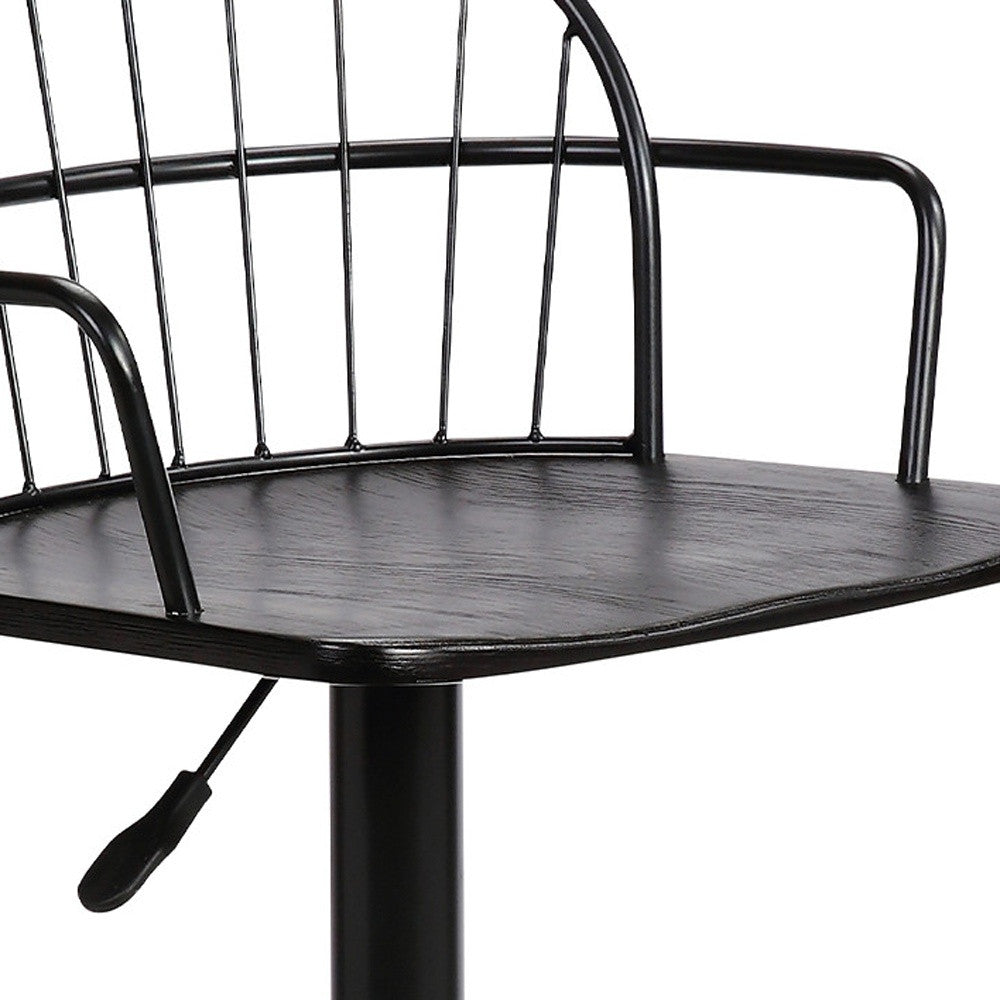 23" Black Iron Low Back Adjustable Height Bar Chair