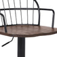 23" Brown And Black Iron Low Back Adjustable Height Bar Chair