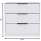 28" White Manufactured Wood Three Drawer Dresser