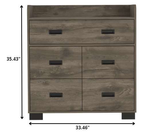 33 Dark Brown Manufactured Wood Five Drawer Dresser