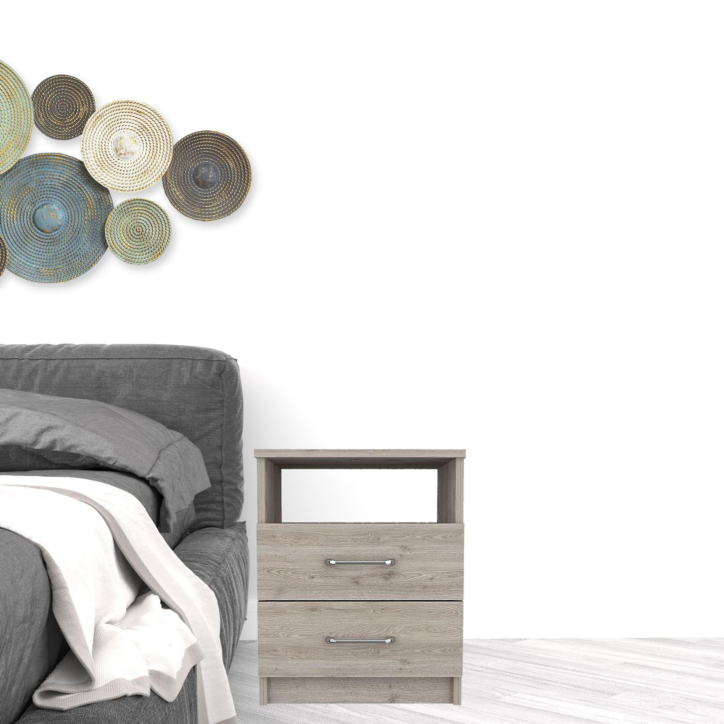 Modern and Stylish Light Grey Particle Bedroom Nightstand