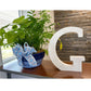 16" Distressed White Wash Wooden Initial Letter G Sculpture