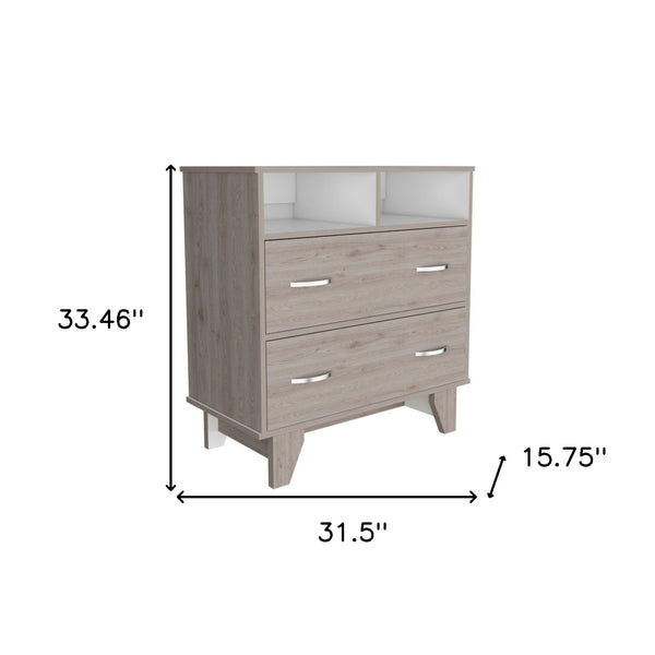 32 Light Grey Manufactured Wood Two Drawer Dresser