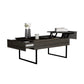 39" Onyx And Carbon Rectangular Lift Top Coffee Table With Drawer