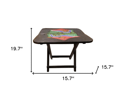 20" Dark Brown Solid Wood Nature Design Folding Portable End Table