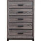 31" Grey Solid Wood Five Drawer Chest