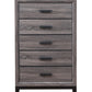 31" Grey Solid Wood Five Drawer Chest