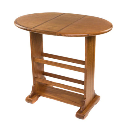 18" Brown Solid Wood Oval End Table