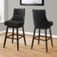 Set of Two 29 " Black And Brown Faux Leather And Solid Wood Swivel Bar Height Bar Chairs